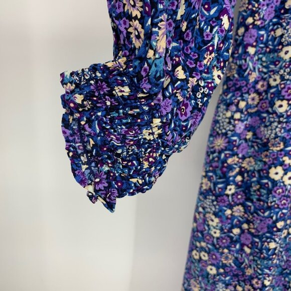 Uniqlo Dress Floral Print V Neck Button Down Front 3/4 Sleeve - Picture 5 of 12